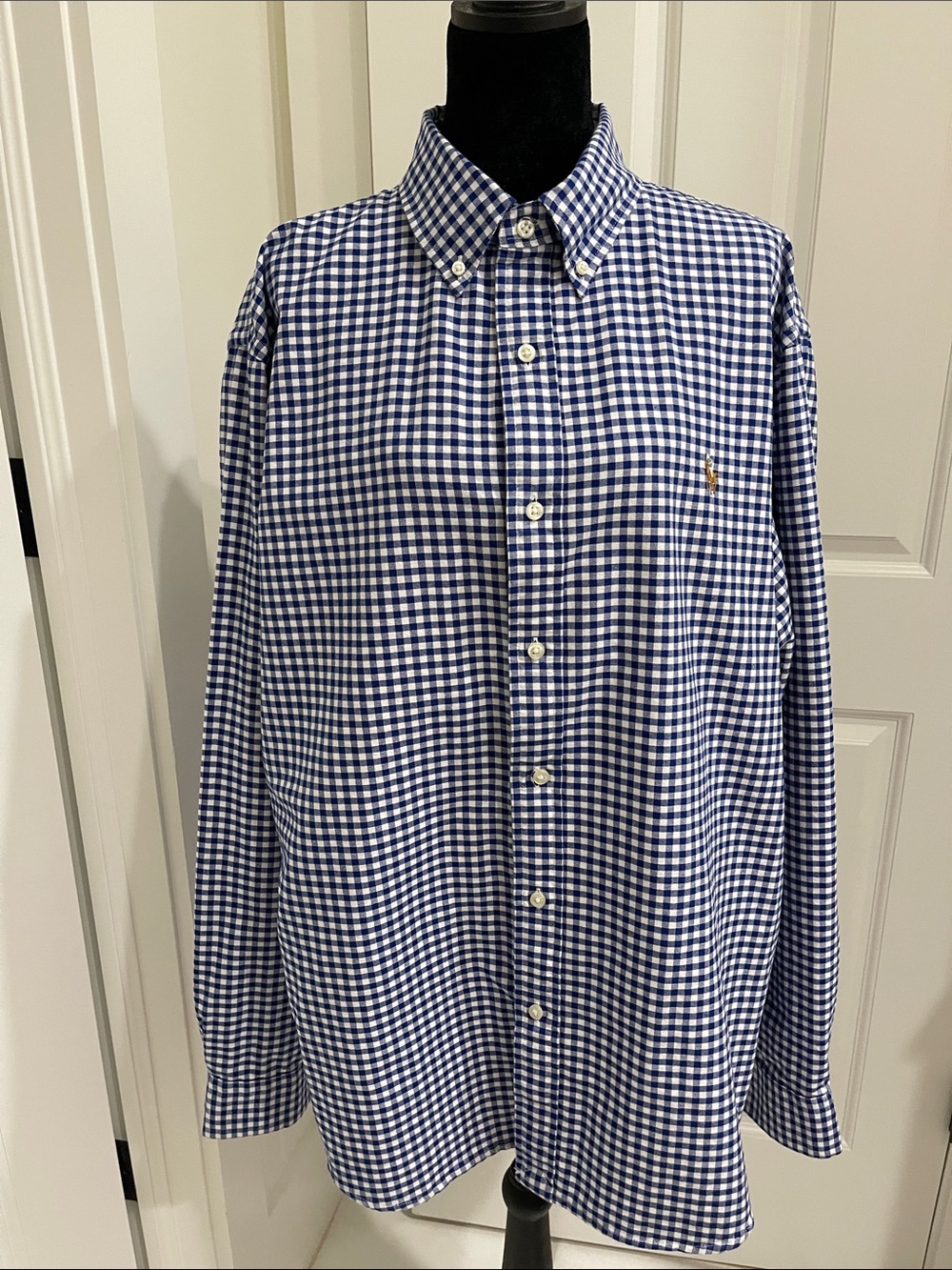 Ralph Lauren Blue White Gingham Button-Down Shirt Men’s XL Like New